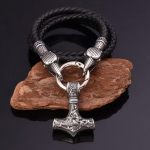 &Scaron;iaurės vikingų nerūdijančio plieno Odin Raven Thor's Hammer pakabukas karoliai Vyri&scaron;ki karoliai