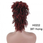 MISS WIG Sintetiniai rudi garbanoti plaukų pie&scaron;iniai Mohawk suri&scaron;ti į uodegą prisegami plaukams priauginti auk&scaron;tai pūkuoti Afro natūralūs arklio uodega 45cm