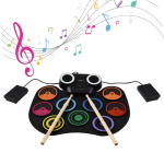 Elektrinis būgnų rinkinys Ne&scaron;iojamų būgno trinkelių rinkinys 9 trinkelės Integruotas garsiakalbis LED ekrano ekrano stebėjimas su