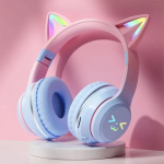 2024 m. naujos belaidės ausinės RGB mielos katės mergaitėms vaikams dovanų ausinės su mikrofonu stereo muzikos žaidimų ausinės valdymo lemputės ausinės