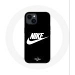 Dėklas - Nike - Iphone 14 Plus - Baltas logotipas - Juodas pagrindas - Lankstus balta