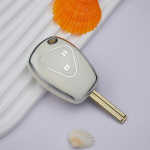 Sidabrinis TPU 2 3 mygtukų raktų dėklo dangtelio korpusas, skirtas Renault Megane Duster Modus Espace Laguna Logan DACIA Sandero Clio Kangoo Protector Priedai 2 Button key case balta