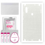 apgo Protective Skin Sticker for the back+sides compatible with Samsung Galaxy M11, Full Wrap Film, Foil, Vinyl - Pattern White Fabric