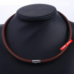 4/6/7MM vyri&scaron;kas rudas pintas odinis laidas nerūdijančio plieno karolių magnetinis užsegimas 6mm-50cm