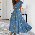 Moteri&scaron;ka ilga suknelė Maxi suknelė Laisvalaikio suknelė &Scaron;ifono Suknelės Swing Suknelė Vienspalvis Kasdienis brandus lauke Kasdienis pasimatymas Suknelė trumpomis rankovėmis V formos i&scaron;kirpte