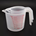 3 vnt. Kepimo skysčių matavimo puodeliai PVC skalės puodelis Plastikinis matavimo tūrio stiklinis indas Virtuvės kepimo įrankiai 250/500/1000ml 3pcs