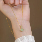 1 vnt. 18K aukso Hetiano nefrito karoliai, metaliniai nesutepti madingi moteri&scaron;ki aksesuarai papuo&scaron;alai onesize