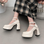 Moteri&scaron;ki Mary Jane Batai Dizainerė Platforma Madingi Eleganti&scaron;ki batai su dviguba sagtimi storu kulnu Moteri&scaron;ki Suknelės Pompos Auk&scaron;takulniai vakarėliui 39