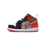 Air Jordan 1 Mid SE TD Ugly Kalėdinis megztinis kūdikių sportbačiai raudona balta juoda DM1209-150 26