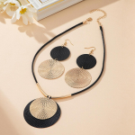 Apskritas vėrinys ir auskarų rinkinys moterims, aukso/juodos spalvos lankelių papuo&scaron;alų rinkinys, minimalistinis boho vėrinys, auskarai, dovana Only earrings