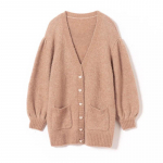 SINOFORDE Women's V-Neck Single-Breasted Knitted Cardigan L