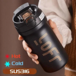 600ml/21OZ Terminis kavos puodelis su &scaron;iaudeliu, izoliuotas dvigubomis sienelėmis, sublimacinis gertuvas, nepralaidus vandeniui, ne&scaron;iojamas kavos puodelis 600ml juoda
