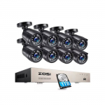 Kit de vid&eacute;osurveillance - BAZARLAND30 - ZO.SI - 8 cam&eacute;ras - Disque dur 1 To - Vision nocturne IP66 juoda