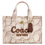 Coach Cargo 26 Spausdintas logotipas Užtrauktuku užsegama rankinė-tote Pirkinių krep&scaron;ys Signature drobės rankinė Vidutinio dydžio moteri&scaron;ka tote žalvario spalvos Natūrali CAM61-B4NP Basic Set (Bag+Dust Bag)