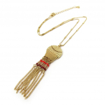 Les Tr&eacute;sors De Lily [N8174] - Collier Cr&eacute;ateur 'Altai' rouge dor&eacute; ry&scaron;kiai rožinė