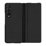 Capa, skirtas Samsung Galaxy Z Fold 4 dėklui, atverčiamas odinis dangtelis su nuimamu ra&scaron;iklio lizdo laikikliu, skirtu Galaxy Z Fold4 5g &scaron;oninio ra&scaron;iklio lizdo dėklu Only Case No Pen juoda
