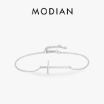 Modian 925 Sterling Silver Classic Simple Cross Eleganti&scaron;kos reguliuojamos apyrankės grandinėlė moterims Grils Puikūs papuo&scaron;alų priedai sidabras