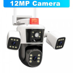 EU 6K 12MP WiFi IP 3 kamera lauko trijų objektyvų panoraminis vaizdas PTZ IP kamera AI sekimas saugos apsauga CCTV vaizdo stebėjimas