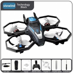 Naujas apsaugos nuo kritimo mini dronas i&scaron;manusis kliūčių i&scaron;vengimo spalvotas žibintas Vieno mygtuko erdvinis režimas be galvos režimas 360&deg; besisukančios oro fotografijos bepiločio žaislo dovana Without camera juoda