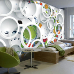 Modernus minimalistinis freskos fototapetas Baltas žiedas Ciklas Vaisiai Sieninė freska Abstraktus menas Sienų popierius Miegamasis 3D Sienų dekoras 200 cm(W) x 140 cm(H)