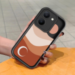 Mink&scaron;tas silikoninis kvadratinių kopėčių spausdinimo ra&scaron;tų telefono korpusas, pilnas dangtis, fotoaparatas, atsparus smūgiams, guminis dėklas, skirtas Vivo Vivo V40 Pro 5G ruda
