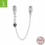 S925 Sterlingo sidabro karoliukai, Taikos ir Meilės &Scaron;irdelės Silikoninė Apsauginė Grandinėlė Pasidaryk pats Apyrankė Karoliukais Aksesuarai 925 sterling silver