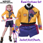K-Pop Rumi Zoey Mira Demonų Medžiotojų Cosplay Kostiumas Mergaitei Helovino Scenai 3D Atspausdintas Ra&scaron;tas Vaidmenų Drabužiai Kids Height 110cm