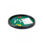 Piste de des ronde 31 cm vert et accessoires Multi Jeux (bloc Yam, 21 jetons, 5 des) - Plateau Jeu societe 421 -