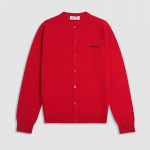 Miu Miu liekninantis kardiganas: Apvalios kaklo ilgomis rankovėmis su logotipu 38 raudona