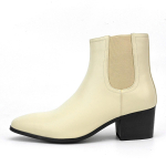 Briti&scaron;ko stiliaus odiniai batai vyrams Madingi Chelsea batai 6 cm auk&scaron;čio kulniuku Ankle Booties Verslo klasės batai Vyri&scaron;ki auk&scaron;takulniai batai 40 smėlis