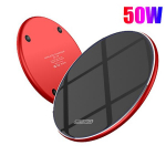 NAUJAS 50 W &bdquo;Qi&ldquo; belaidis įkroviklis greito įkrovimo padėklas, skirtas visiems Qi standartiniams &bdquo;iPhone&ldquo; &bdquo;Samsung Huawei Xiaomi&ldquo; Android mobiliesiems telefonams 50W FAST Charging