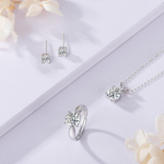 ANENJERY naujas papuo&scaron;alų rinkinys moterims, auskarai/kaklo papuo&scaron;alas/žiedas su blizgančiu baltu kubiniu cirkonio bijoux rinkiniu sidabras
