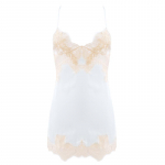 TERMEZY Satin Sleepwear Moteri&scaron;ki Seksualūs naktiniai mar&scaron;kiniai be nugaros M balta