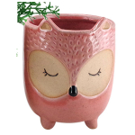 Les Tr&eacute;sors De Lily [A2497] - Cache pot c&eacute;ramique 'Chouette' rose - 13x10 cm