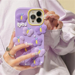 Ins Korea mielas 3d purpurinis drugelis silikoninis telefono dėklas, skirtas iPhone 13 12 11 Pro Xs Max X Xr Puikus apsauginis mink&scaron;tas galinis dangtelis For iPhone XSMax