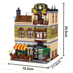 &bdquo;City Street View&ldquo; statybiniai blokai CAFE Parduotuvė Sodas Vie&scaron;butis Restoranas Parduotuvė Architektūra Plytos Modelis Žaislas Dovana vaikui beige