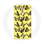 Coque pour Huawei Mate 8 Papillons Fond Jaune
