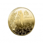 Kolekcionuojama poros moneta suvenyrinis ilgas reljefinis dekoras vestuvių ilgalaikis suvenyrinis poros moneta A auksinė