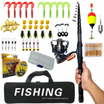 Ne&scaron;iojamų žvejybos įrankių rinkinys i&scaron; anglies pluo&scaron;to 5.2:1 pavarų perdavimo skaičius 13BB verpimo ritė 1,8&ndash;3 m me&scaron;kerės masalo kabliuko valo priedų paketas, tinkantis vasarai MJ01-BK-a-C-L-1.8m