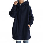 Oversize Moteri&scaron;ki megztiniai Megztiniai Megztiniai Žieminiai Užtrauktukas Ilgos Striukės Paltas Moteri&scaron;ki Gatvės drabužiai su gobtuvu Harajuku Fleece Vir&scaron;utiniai drabužiai XL tamsiai mėlyna spalva