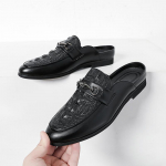 Juodi pusbačiai vyrams Blizgantys mulai &Scaron;lepetės odiniai batai laisvalaikio batai vyrų mada socialinis masculino mokasinai homme chaussure 38 juoda