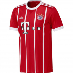 Adidas Bayern Miunchenas 17-18 Namų rungtynių replika Dryžuoti apvaliu kaklu tiesaus kirpimo trumpomis rankovėmis Futbolo mar&scaron;kinėliai Vyri&scaron;ki vir&scaron;utiniai drabužiai Raudoni AZ7961 M