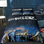 Muzikinės grupės Gorillaz patalynės komplektas Anime antklodės užvalkalai Dvigulė lova Viengulė lova Patalynės antklodės užvalkalas Animacinis vaikų patalynės komplektas namams AU Single(140*210cm)3pcs