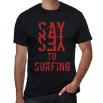 Vyri&scaron;ki vintažiniai mar&scaron;kinėliai su grafika, mar&scaron;kinėliai su užra&scaron;u &bdquo;Say Yes to Surfing&ldquo;, gilios juodos spalvos XS juoda