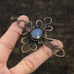 Natural Labradorite Gemstone Handmade Copper Wire Wrap Pendant 3.59 s3v41