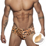 Vyri&scaron;ki maudymosi &scaron;ortai tigro dryžiais, aptempti, seksualūs maudymosi drabužiai, paplūdimio drabužiai, įdegis, banglenčių sportas, sporto salė M auksas