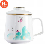 Keraminis arbatos atskyrimo puodelis Porcelianiniai rankomis dažyti arbatos puodeliai su filtru Creative Color Glaze Biuro vandens puodelis Gėrimų indai Dovana