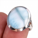 Naturalus Republic Larimar Brangakmenis 925 Praba Sidabrinis Dovanų Žiedas S.8 N1d20