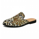 Madingi Vasariniai Pusbačiai Vyri&scaron;ki Odiniai &Scaron;lepetės Laisvalaikiai Mulai Kvėpuojantys Patogūs Loafers Didelio dydžio Mokasinai Leopardo mada 46 auksas