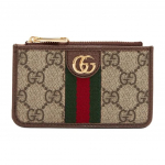 GUCCI Ophidia pintas dirželis su sendinto stiliaus logotipo juostelėmis drobės ir odos dėmelė kortelių laikiklis ir kortelių dėklas unisex ir poros stilius juodmedžio/rudos spalvos One Size-Box(Basic Set+Box)